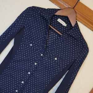 Paraphrase Navy Shirt with White Dots‎